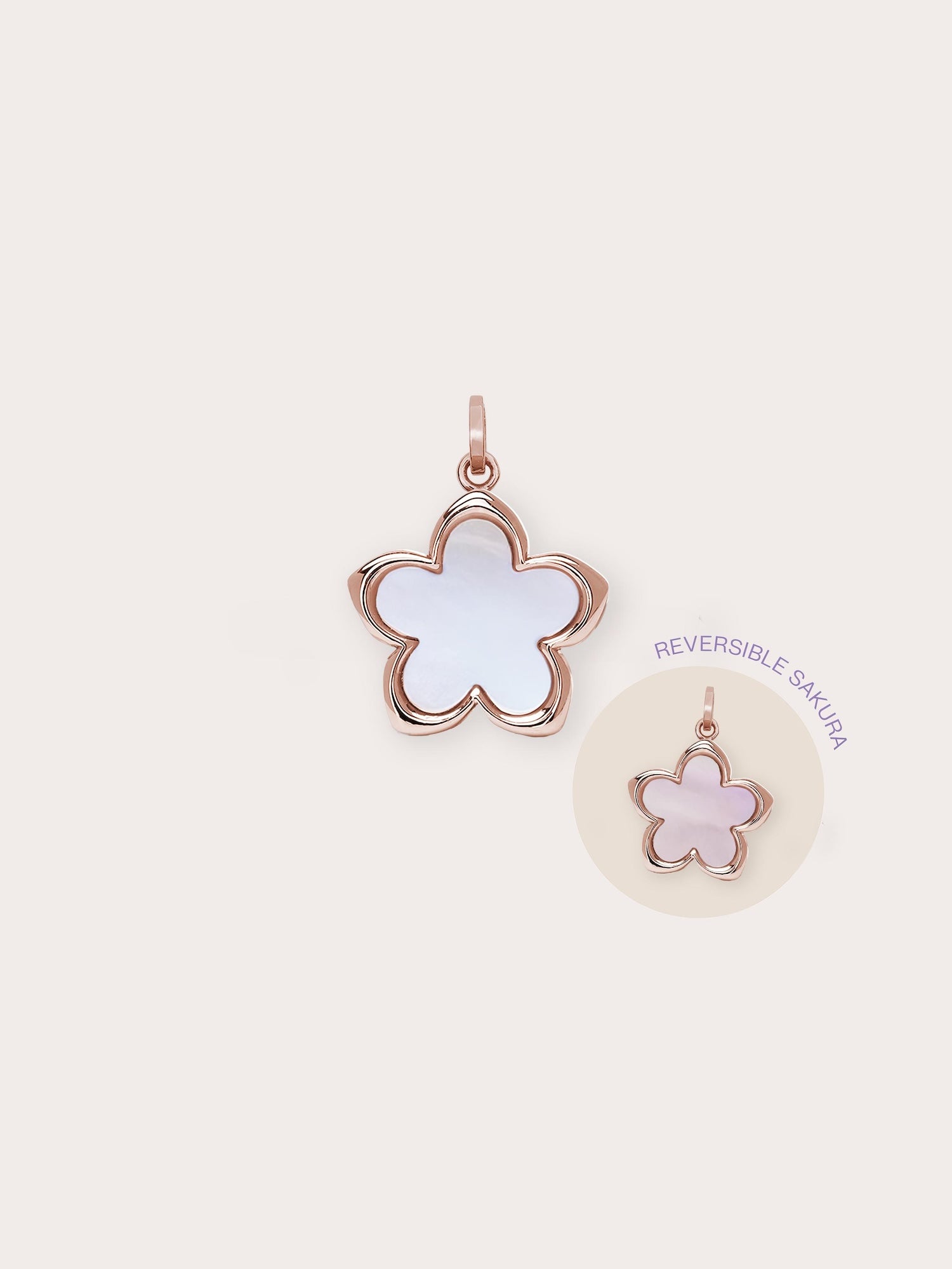 Mother of Pearl Sakura Reversible Charm in 18k Rose Gold Vermeil from Mondays Made