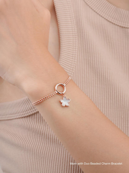 Mother of Pearl Sakura Charm 18K Rose Gold (2) – Mondays Made Flower & Birthstone Jewelry Singapore
