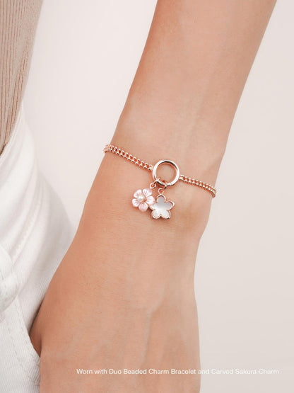 Mother of Pearl Sakura Charm 18K Rose Gold (5) – Mondays Made Flower & Birthstone Jewelry Singapore