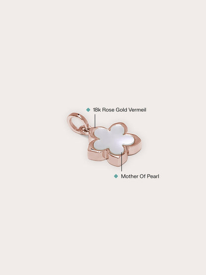 Mother of Pearl Sakura Charm 18K Rose Gold Side – Mondays Made Flower & Birthstone Jewelry Singapore