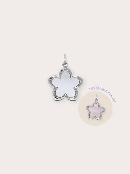 Mother of Pearl Sakura Charm S925 Silver Rhodium (1) – Mondays Made Flower & Birthstone Jewelry Singapore