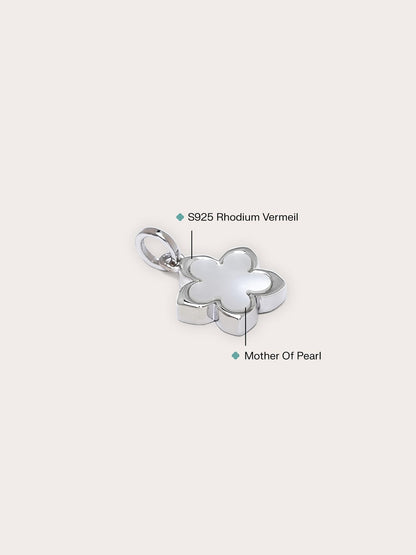 Mother of Pearl Sakura Charm S925 Silver Rhodium Side – Mondays Made Flower & Birthstone Jewelry Singapore