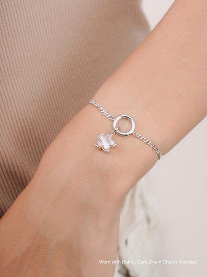 Mother of Pearl Sakura Charm S925 Silver Rhodium (4) – Mondays Made Flower & Birthstone Jewelry Singapore