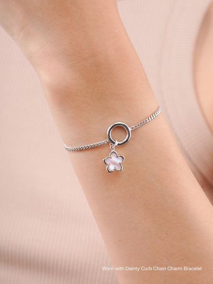 Mother of Pearl Sakura Charm S925 Silver Rhodium (2) – Mondays Made Flower & Birthstone Jewelry Singapore
