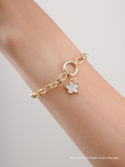Mother of Pearl Sakura Charm 18K Gold (2) – Mondays Made Flower & Birthstone Jewelry Singapore