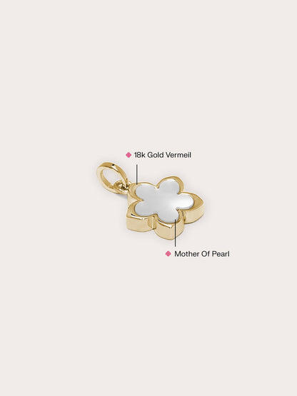 Mother of Pearl Sakura Charm 18K Gold Side – Mondays Made Flower & Birthstone Jewelry Singapore