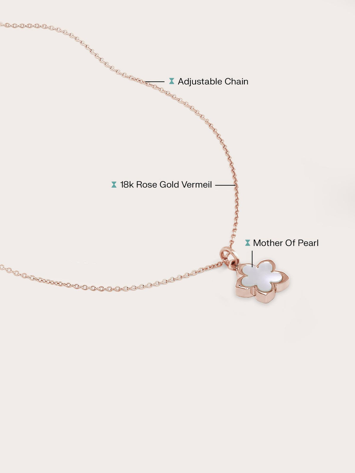 Mother of Pearl Sakura Necklace 18K Rose Gold Flat – Mondays Made Flower & Birthstone Jewelry Singapore