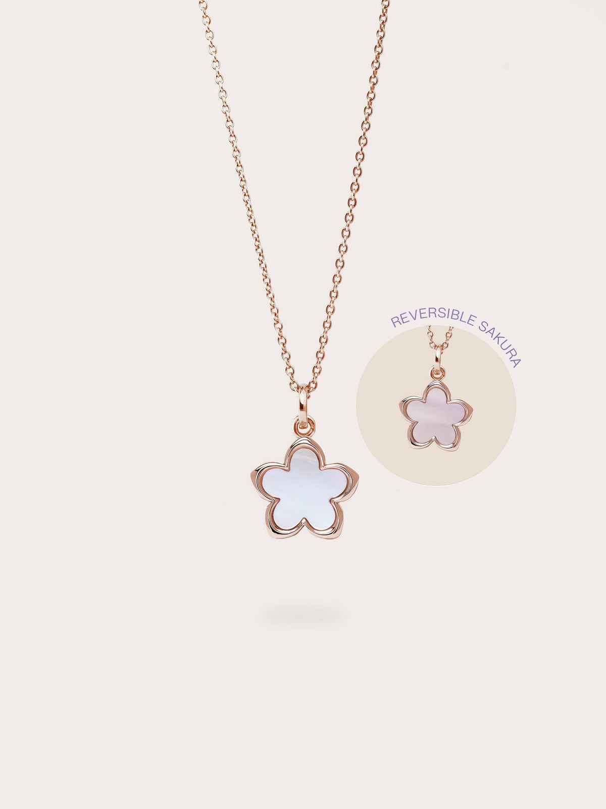 Mother of Pearl Sakura Necklace 18K Rose Gold (1) – Mondays Made Flower & Birthstone Jewelry Singapore