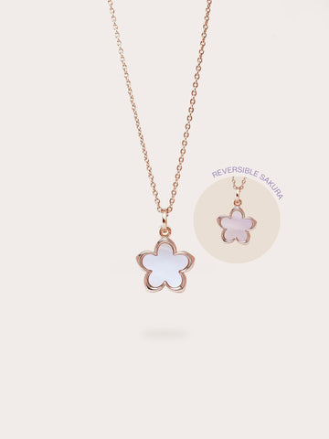 Mother of Pearl Sakura Necklace 18K Rose Gold (1) – Mondays Made Flower & Birthstone Jewelry Singapore