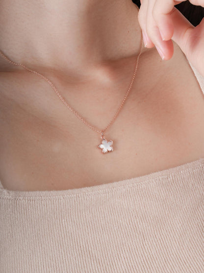 Mother of Pearl Sakura Necklace 18K Rose Gold (3) – Mondays Made Flower & Birthstone Jewelry Singapore