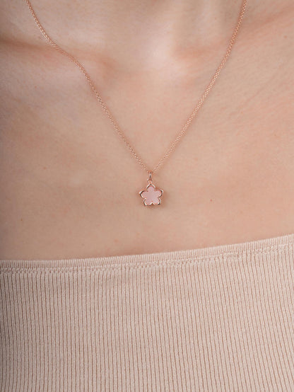Mother of Pearl Sakura Necklace 18K Rose Gold (4) – Mondays Made Flower & Birthstone Jewelry Singapore