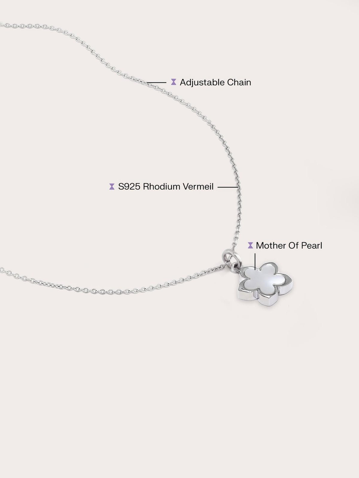 Mother of Pearl Sakura Necklace S925 Silver Rhodium Flat – Mondays Made Flower & Birthstone Jewelry Singapore