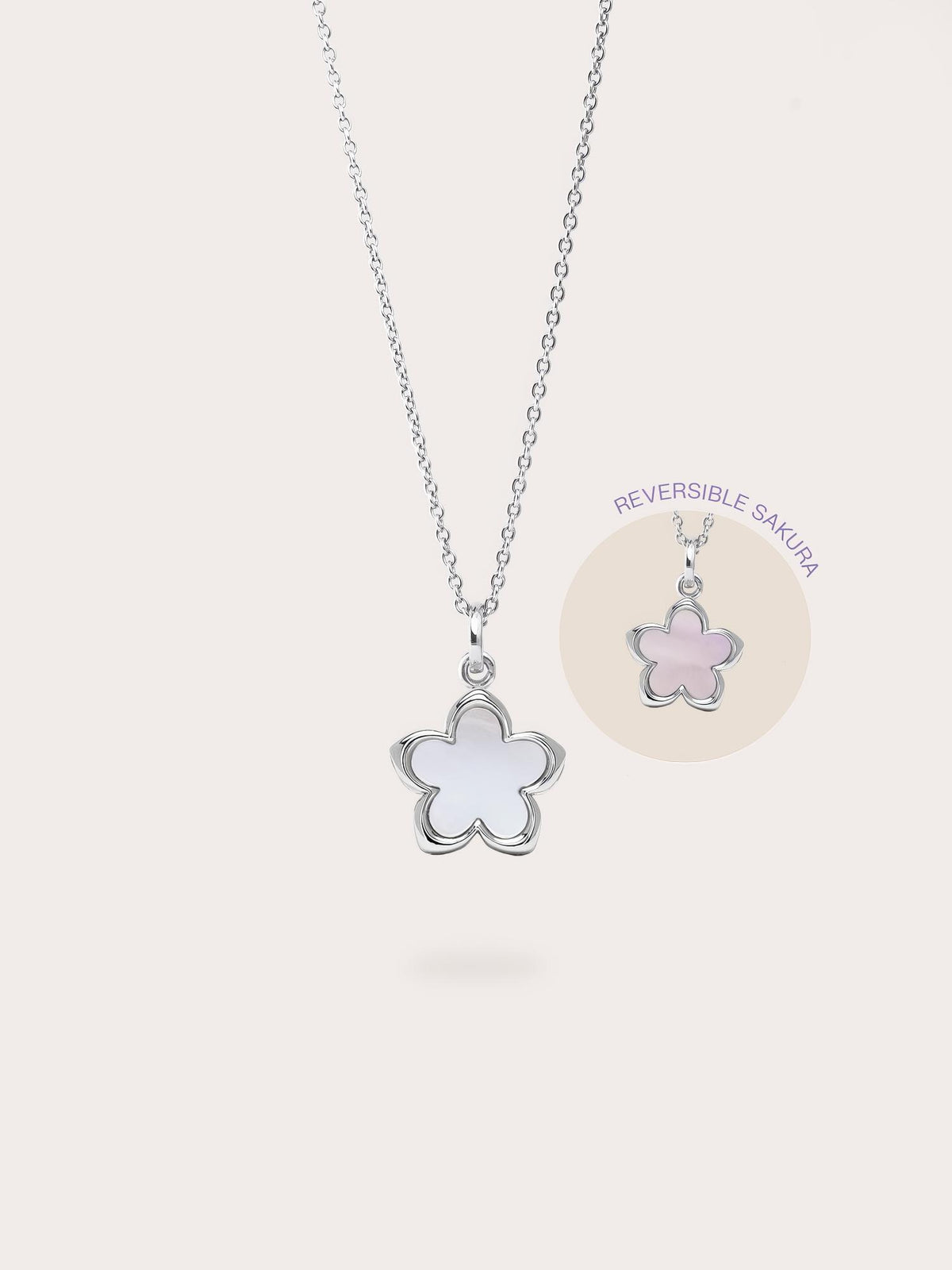Mother of Pearl Sakura Necklace S925 Silver Rhodium (1) – Mondays Made Flower & Birthstone Jewelry Singapore