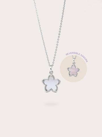 Mother of Pearl Sakura Necklace S925 Silver Rhodium (1) – Mondays Made Flower & Birthstone Jewelry Singapore