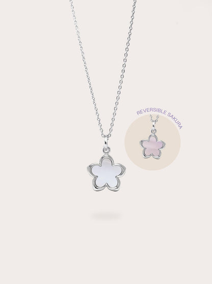 Mother of Pearl Sakura Necklace S925 Silver Rhodium (1) – Mondays Made Flower & Birthstone Jewelry Singapore