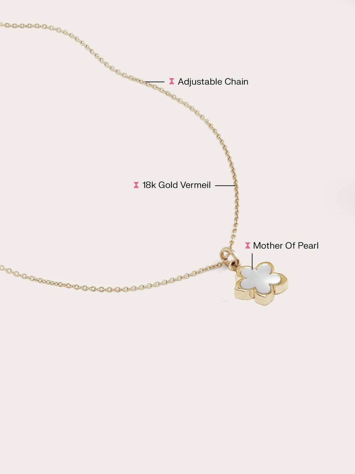 Mother of Pearl Sakura Necklace 18K Gold Flat – Mondays Made Flower & Birthstone Jewelry Singapore