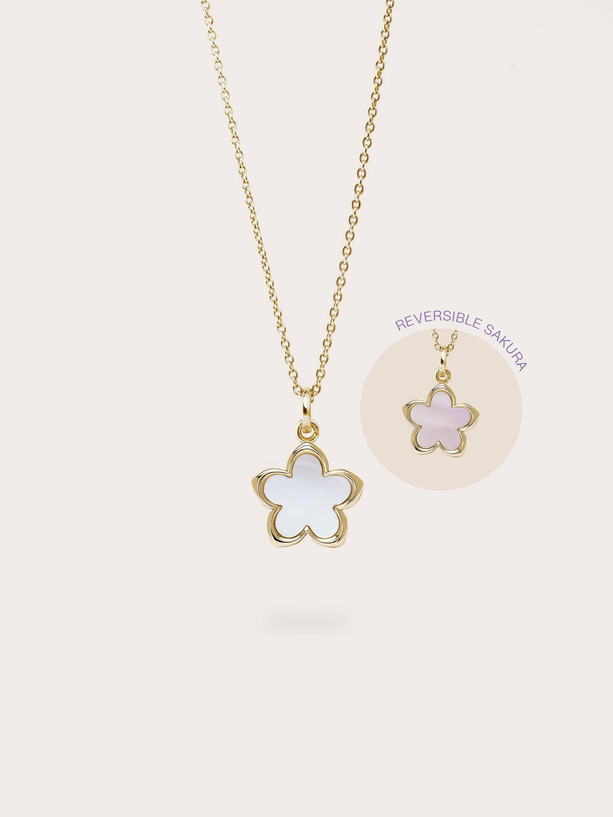 Mother of Pearl Sakura Necklace 18K Gold (1) – Mondays Made Flower & Birthstone Jewelry Singapore