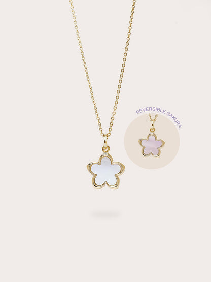 Mother of Pearl Sakura Necklace 18K Gold (1) – Mondays Made Flower & Birthstone Jewelry Singapore