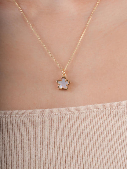 Mother of Pearl Sakura Necklace 18K Gold (2) – Mondays Made Flower & Birthstone Jewelry Singapore