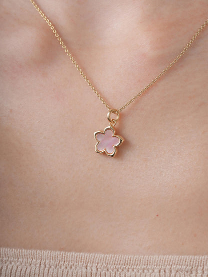 Mother of Pearl Sakura Necklace 18K Gold (3) – Mondays Made Flower & Birthstone Jewelry Singapore