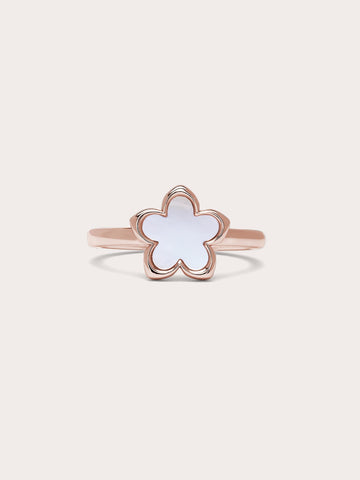 Mother of Pearl Sakura Ring 18K Rose Gold (1) – Mondays Made Flower & Birthstone Jewelry Singapore