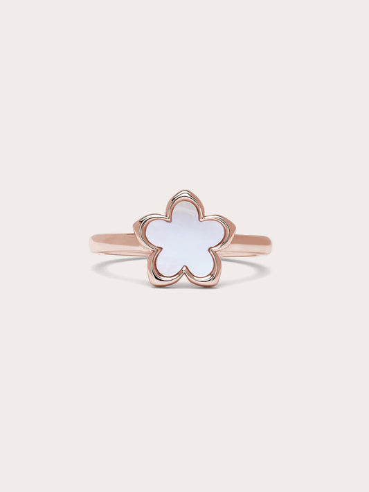Mother of Pearl Sakura Ring 18K Rose Gold (1) – Mondays Made Flower & Birthstone Jewelry Singapore