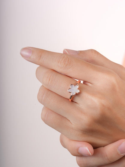 Mother of Pearl Sakura Ring 18K Rose Gold (3) – Mondays Made Flower & Birthstone Jewelry Singapore