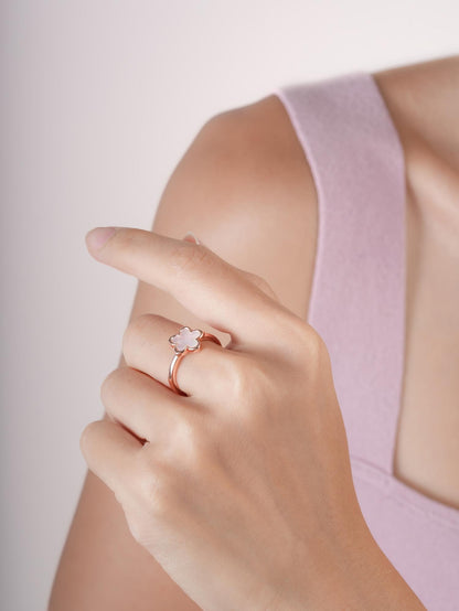 Mother of Pearl Sakura Ring 18K Rose Gold (4) – Mondays Made Flower & Birthstone Jewelry Singapore
