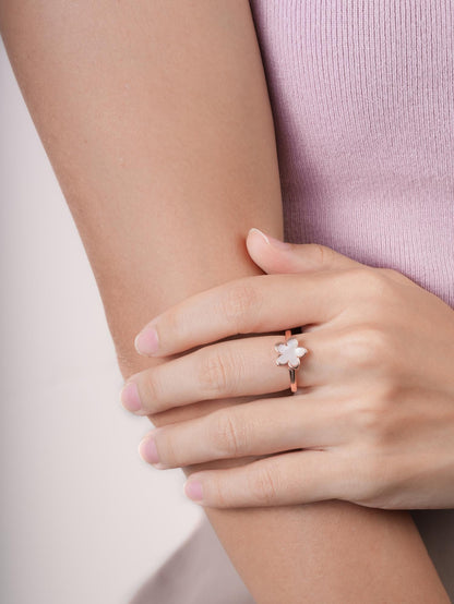 Mother of Pearl Sakura Ring 18K Rose Gold (2) – Mondays Made Flower & Birthstone Jewelry Singapore