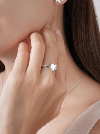 Mother of Pearl Sakura Ring S925 Silver Rhodium (2) – Mondays Made Flower & Birthstone Jewelry Singapore