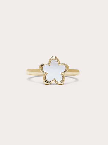 Mother of Pearl Sakura Ring 18K Gold (1) – Mondays Made Flower & Birthstone Jewelry Singapore