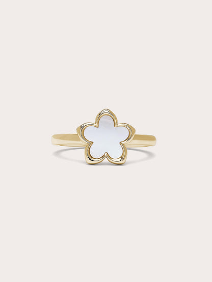 Mother of Pearl Sakura Ring 18K Gold (1) – Mondays Made Flower & Birthstone Jewelry Singapore