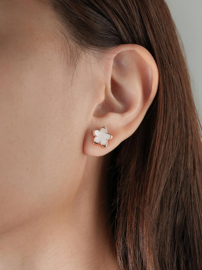 Mother of Pearl Sakura Stud Earrings 18K Rose Gold (3) – Mondays Made Flower & Birthstone Jewelry Singapore