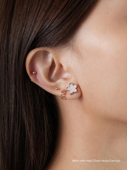 Mother of Pearl Sakura Stud Earrings 18K Rose Gold (5) – Mondays Made Flower & Birthstone Jewelry Singapore