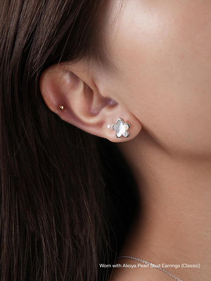 Mother of Pearl Sakura Stud Earrings S925 Silver Rhodium (2) – Mondays Made Flower & Birthstone Jewelry Singapore