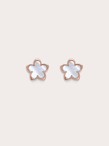 Mother of Pearl Sakura Studs 18K Rose Gold – Mondays Made Flower & Birthstone Jewelry Singapore