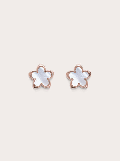 Mother of Pearl Sakura Studs 18K Rose Gold – Mondays Made Flower & Birthstone Jewelry Singapore