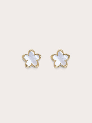 Mother of Pearl Sakura Studs 18K Gold – Mondays Made Flower & Birthstone Jewelry Singapore
