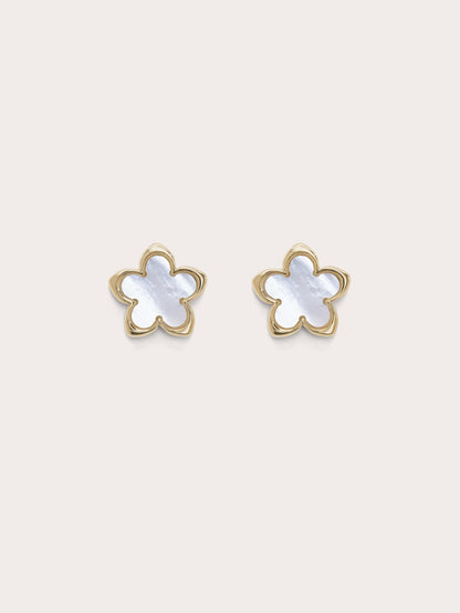 Mother of Pearl Sakura Studs 18K Gold – Mondays Made Flower & Birthstone Jewelry Singapore