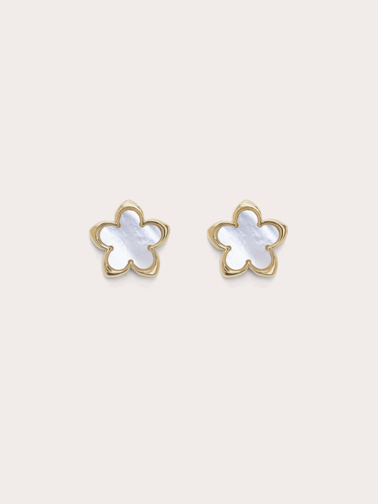 Mother of Pearl Sakura Studs 18K Gold – Mondays Made Flower & Birthstone Jewelry Singapore