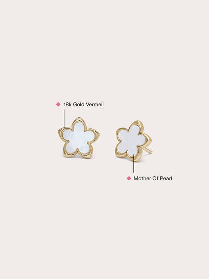 Mother of Pearl Sakura Studs 18K Gold Side (1) – Mondays Made Flower & Birthstone Jewelry Singapore