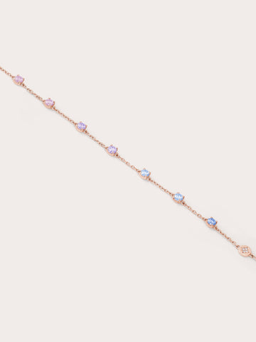 Mth Lilac Moissanite Bracelet 18K Rose Gold Flat – Mondays Made Flower & Birthstone Jewelry Singapore