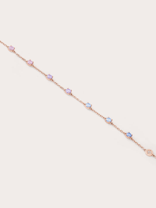 Mth Lilac Moissanite Bracelet 18K Rose Gold Flat – Mondays Made Flower & Birthstone Jewelry Singapore
