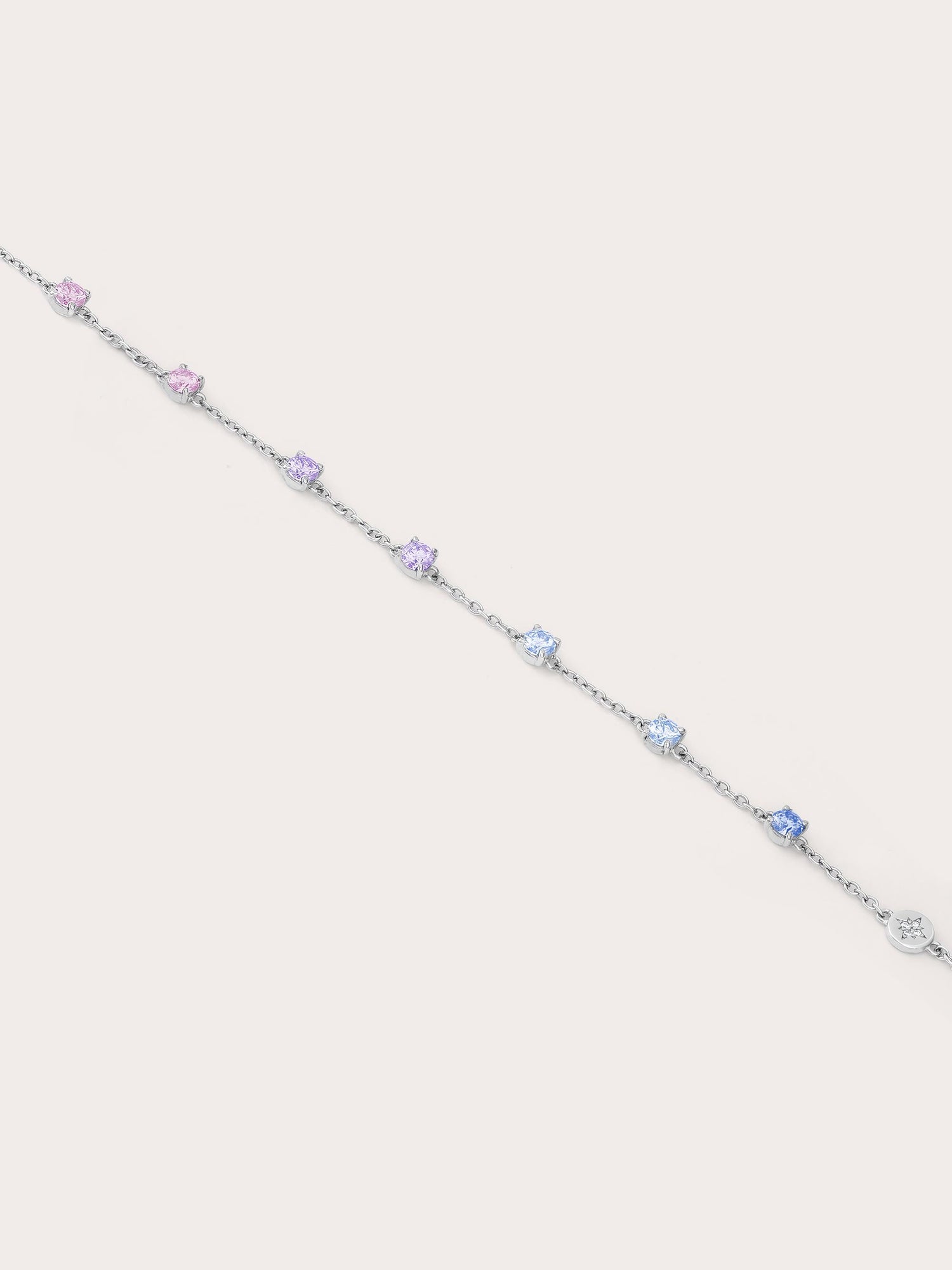 Lilac Sunset Moissanite Station Bracelet in S925 Rhodium Vermeil from Mondays Made