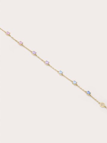 Mth Lilac Moissanite Bracelet 18K Gold Flat – Mondays Made Flower & Birthstone Jewelry Singapore