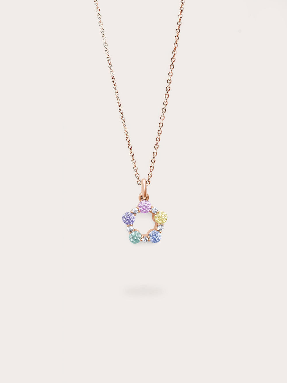 Rainbow Moissanite Cluster Necklace