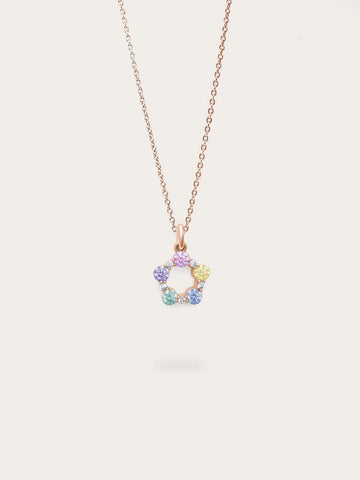 Rainbow Moissanite Cluster Necklace
