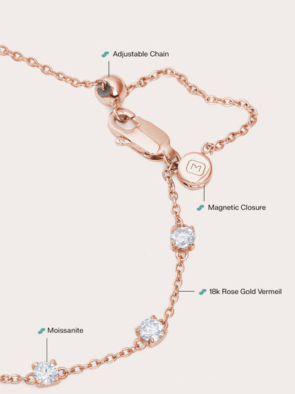 Mth White Bracelet 18K Rose Gold Close Up – Mondays Made Flower & Birthstone Jewelry Singapore