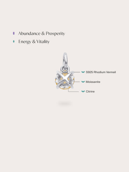 November Birthstone Charm Citrine S925 Silver Rhodium (5) – Mondays Made Flower & Birthstone Jewelry Singapore