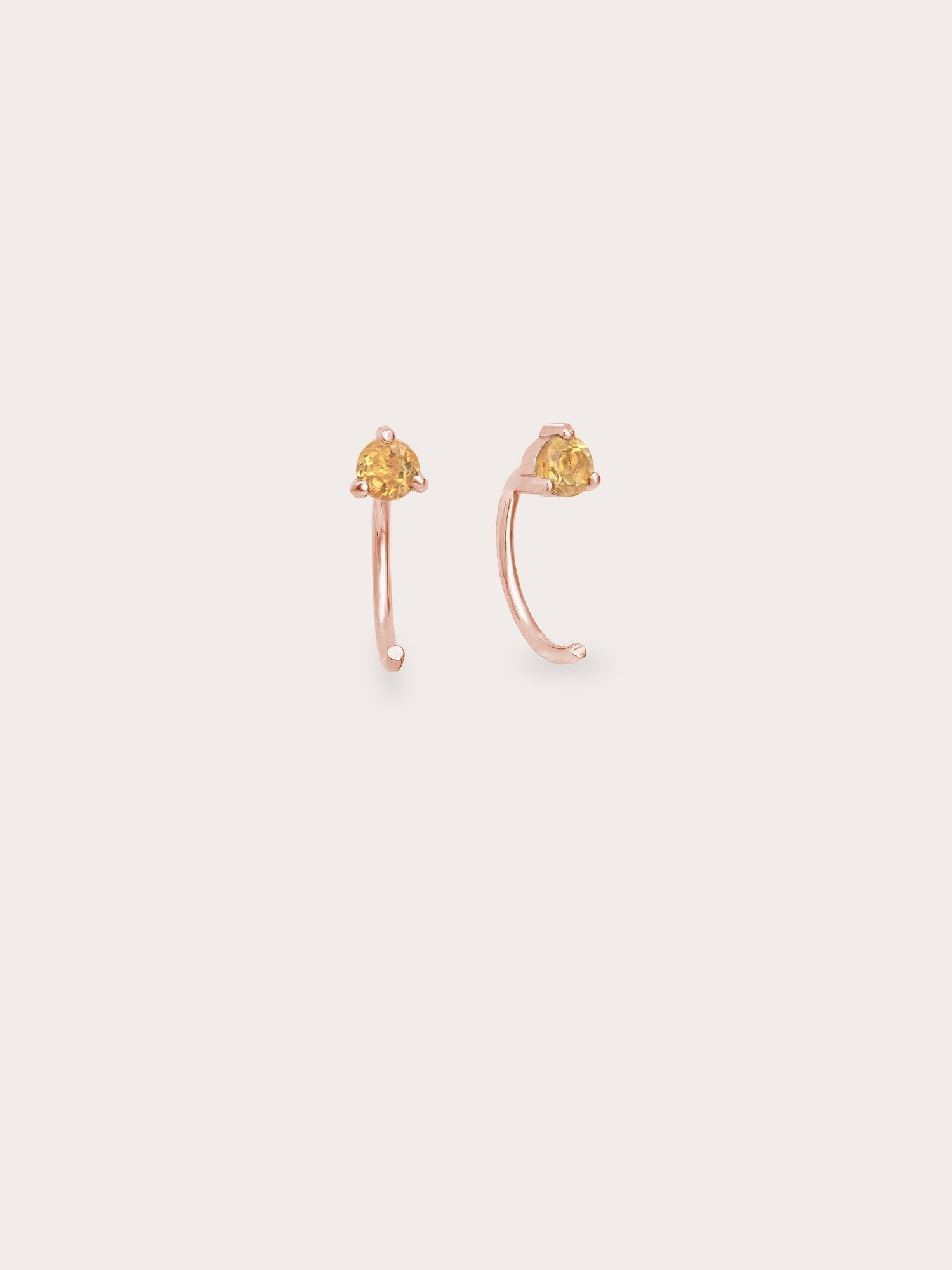 November Birthstone Mini Hoop Earrings - Citrine in 18k Rose Gold Vermeil from Mondays Made